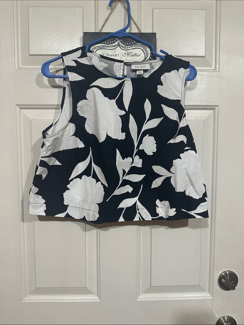 kate spade Black and White Floral Sleeveless Crop Top